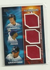 2010 Topps Update All-Star Stitches Triple Evan Longoria/Price/Crawford #2/25