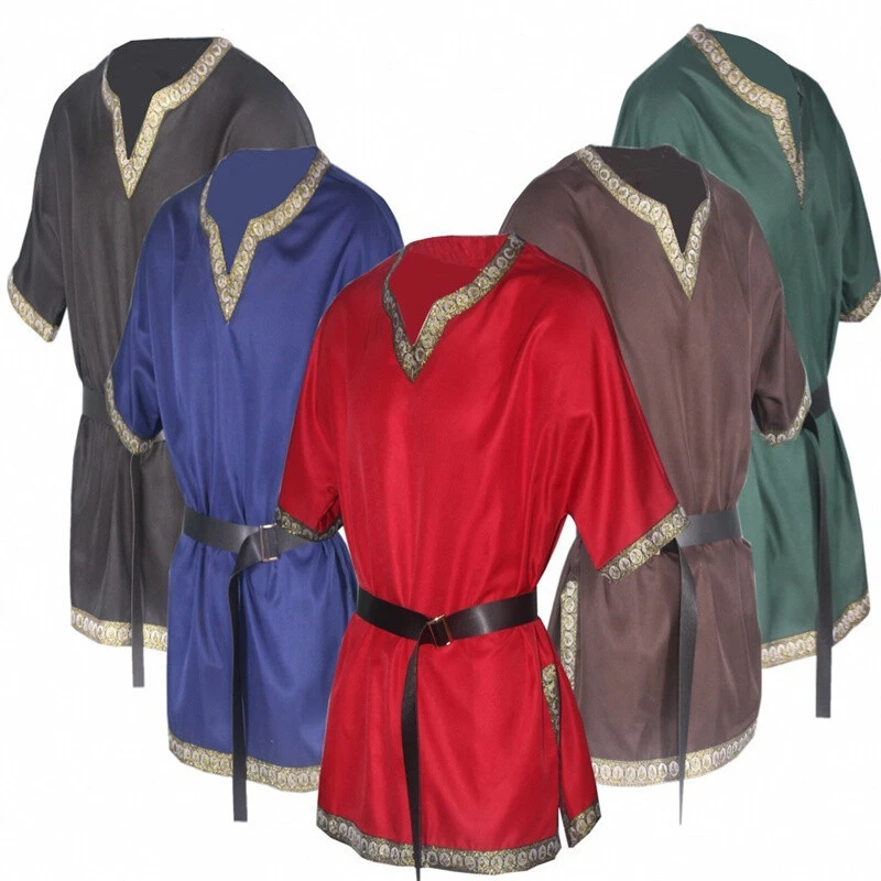 Mittelalter Waffenrock Gothic Hemd Tunika Vitus Kurzarm Herren Wikinger Top Cos - Bild 1 von 1