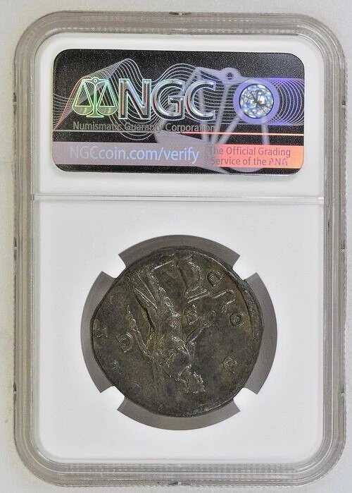 Imperio Romano Antonio Pío AD 138-161 AE Sestercio Salus alimenta serpiente NGC Ch VF Foto 2 de 2