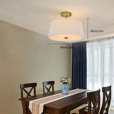 White Simple Modern Fan shaped Fabric Semi Flush Mount Hanging Ceiling Lamp