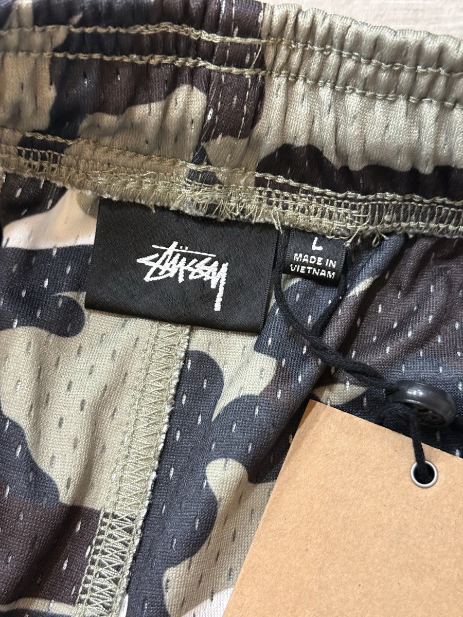 Men's Stussy Basic Mesh Shorts 112335 Snow Camo Size L Large New