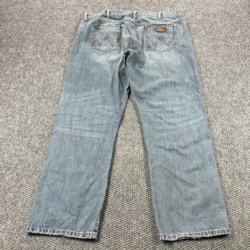 Wrangler Jeans Para Hombres 40x32 Azul Retro Calce Ajustado Recto Bota de Vaquero Denim Occidental Foto 4 de 4