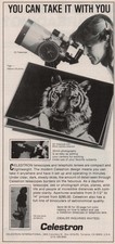 1980 Vintage Print Ad Celestron Telescope You Can Take It With You Woman Tiger