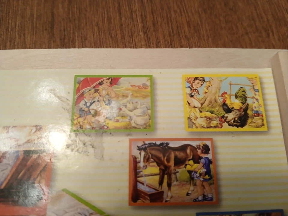 Schylling Wood Cube Puzzle , Vintage , Children Animals , Snow Scene 6 Sided 60s - Image 3 of 4