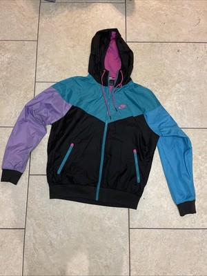 Nike Windrunner Jacket South Beach Black Blue Pink Retro 90s AR2191-012 Small