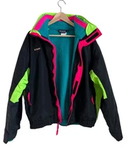 Columbia Bugaboo Interchange 3-in-1 Jacket Men’s L Vintage 90s Neon Ski Coat