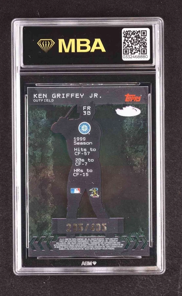 Ken Griffey Jr 2000 Topps Finest For The Record /405 #3B MBA 9 Mint - Image 2 of 2