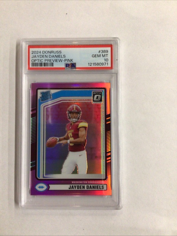 2024 Panini Donruss - Rated Rookie Jayden Daniels #389 Optic Preview Pink Prizm
