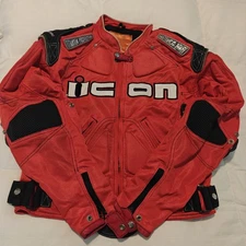 Icon Men's TiMAX Armored Motorcycle Jacket Asphalt Tech, Size Medium RED Rare