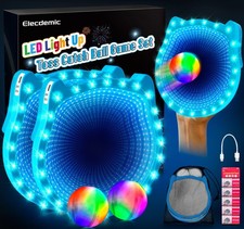3D LED Light Up Toss Catch Paddle Ball Game Set Glow Dark Toys