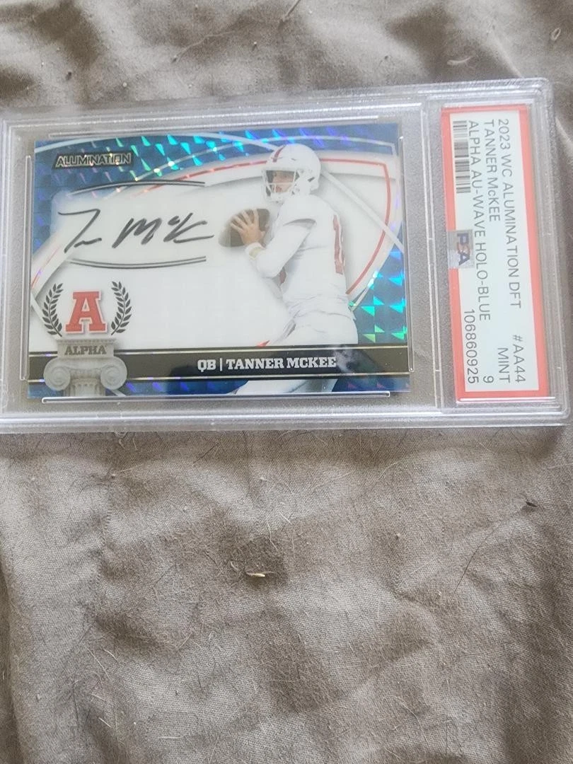 Tanner McKee Wild Card Alumination Draft Alpha Autographs #AA44 Wave Holo-Blue