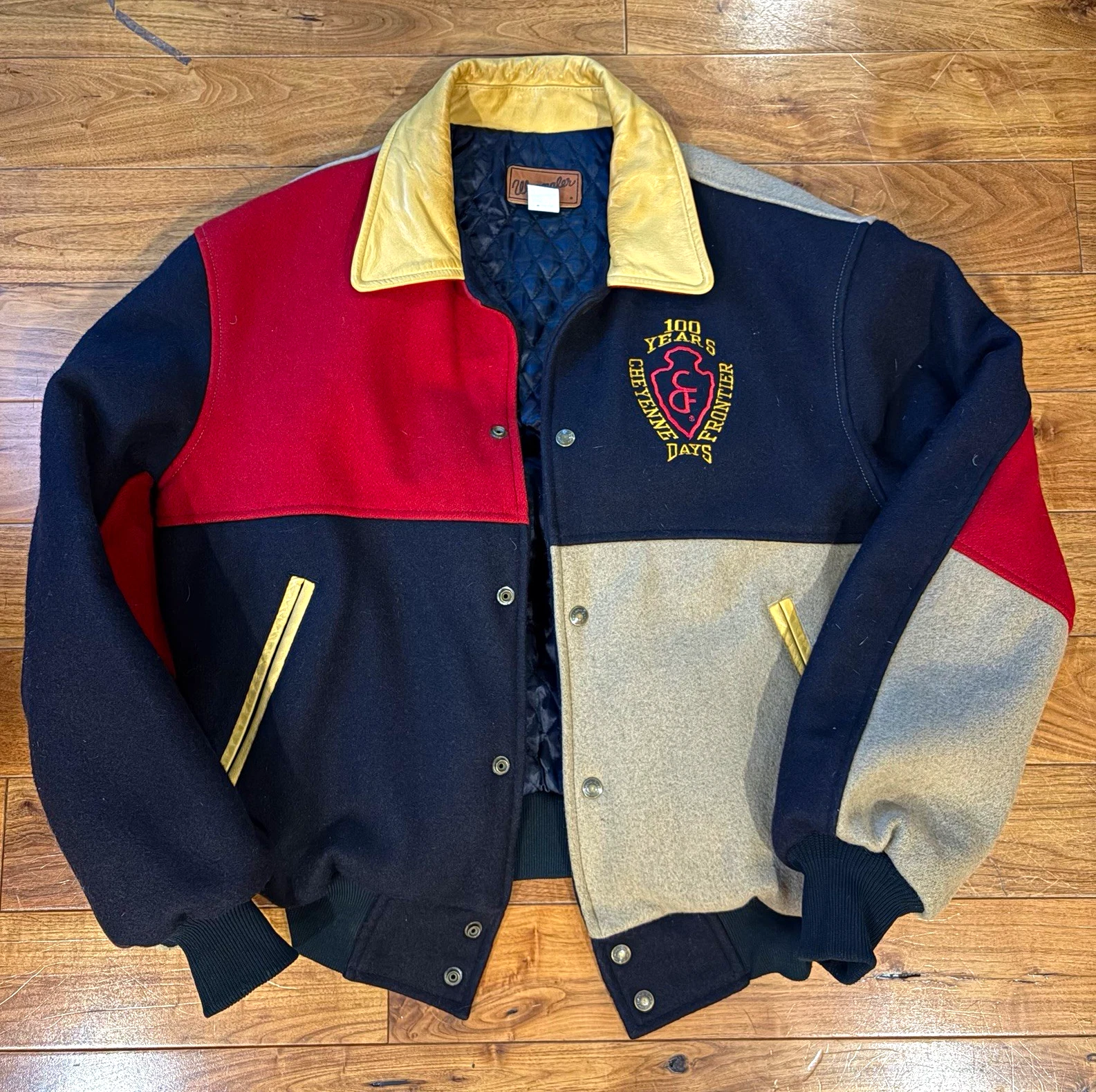 Wrangler 100 Years Cheyenne Frontier Days Colorblock Varsity Snap Jacket L image 1