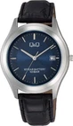 Citizen Q&Q Men's Analog Wristwatch, Waterproof, Leather Strap, Date Display, Na