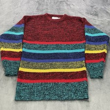 Vintage Saturdays Men's Multicolor Striped Crew Neck Pullover Sweater Korea Sz L