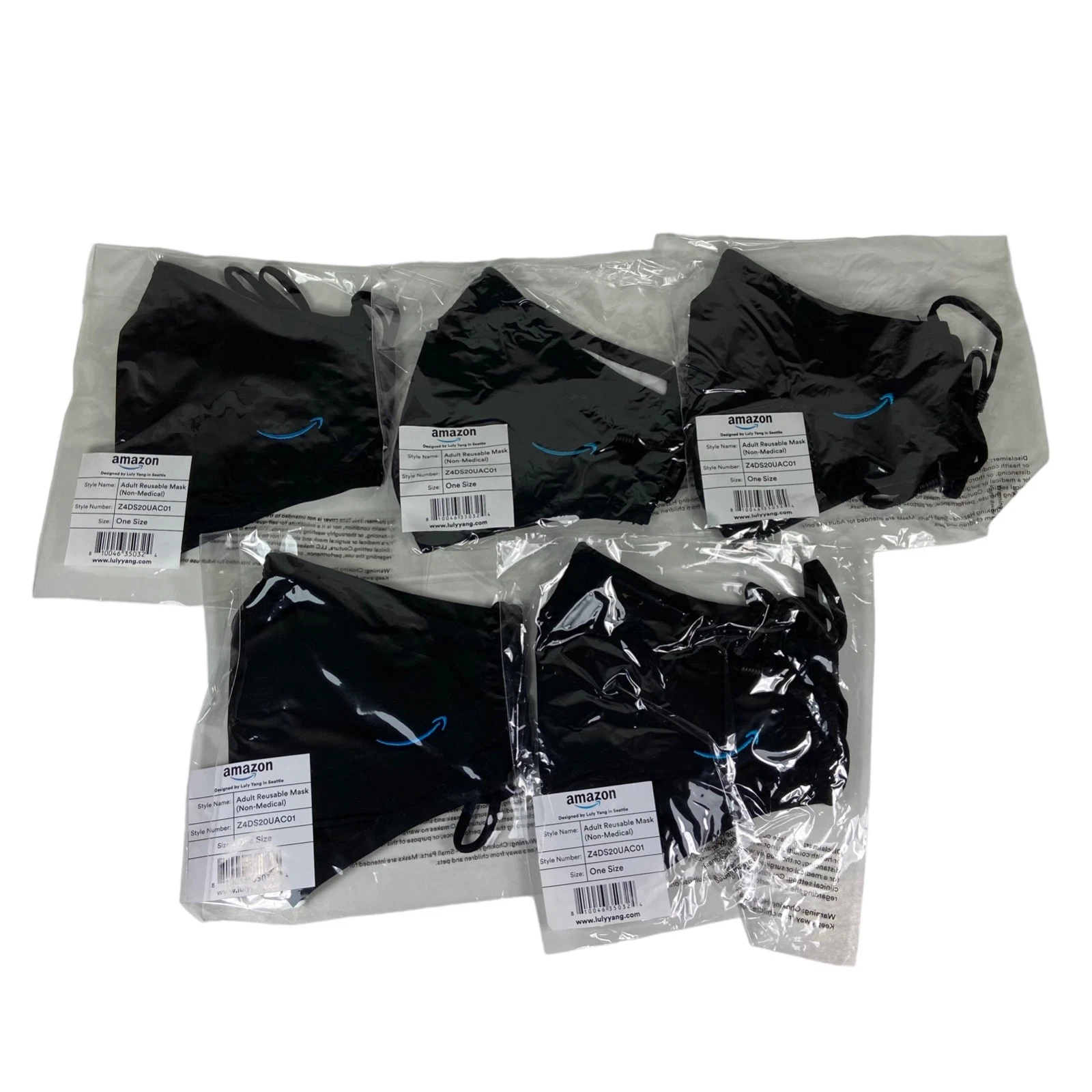 Lot of 5 NEW Amazon Employee Face Masks Washable Reusable Adjustable One Size