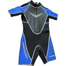 U.S. Divers Mercury 3/2 mm Shorty Wetsuit Unisex Youth Size 12 Zip Black Blue