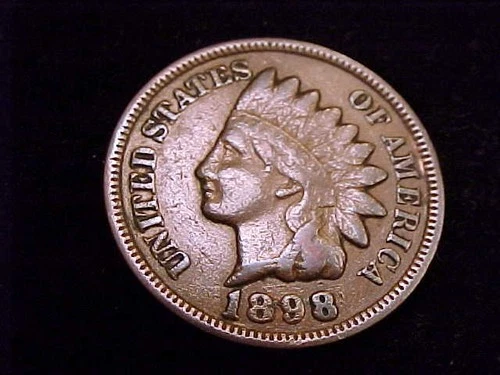 1898 Indian Head Cent, Very Good to Fine Grade.