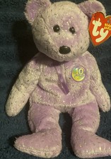 Ty Beanie Baby Decade Purple Bear Stuffed Animal Plush Toy New NWT