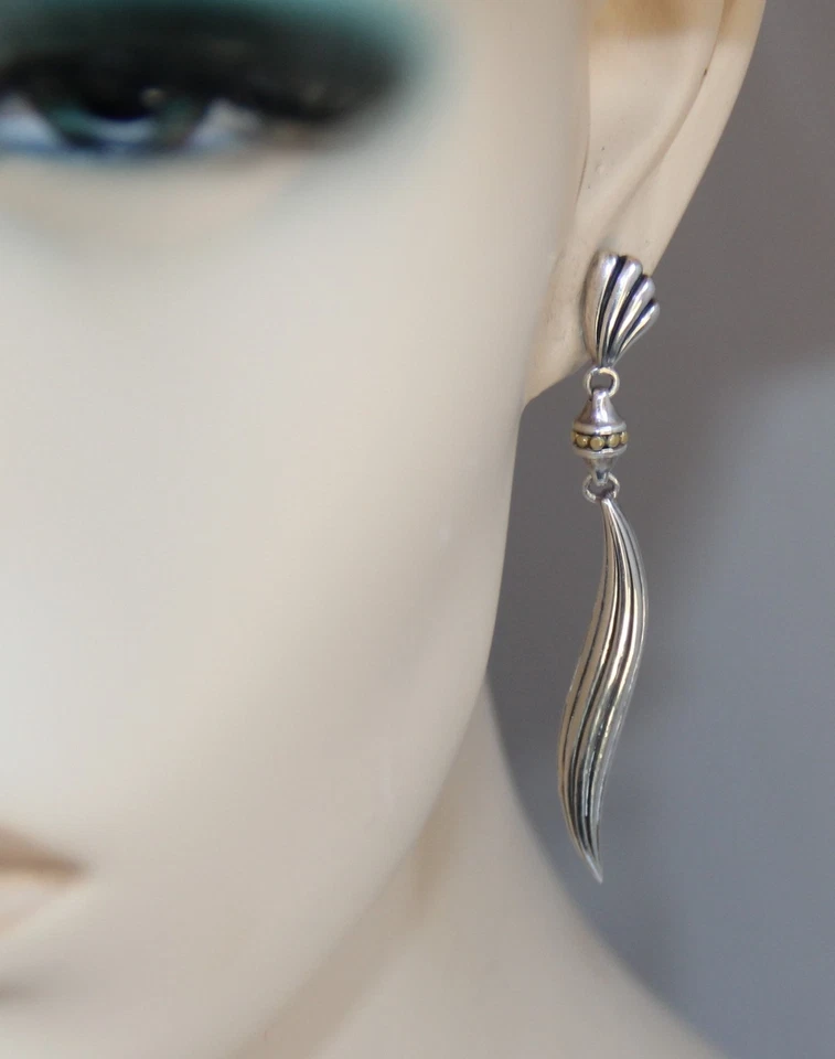 Pendientes Lagos Chi-Chi de plata de ley y oro de 18k de caviar Foto 3 de 4