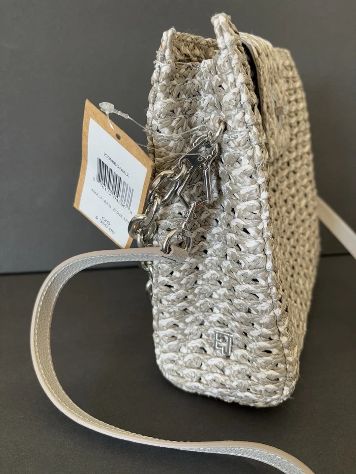 Bolso Bandolera Eric Javits Amalfi Paja Cartera-Gris Nuevo con Etiquetas $350 Foto 4 de 4
