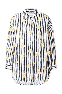 Studio Untold Damen große Größen Streifenbluse Musselin oversized