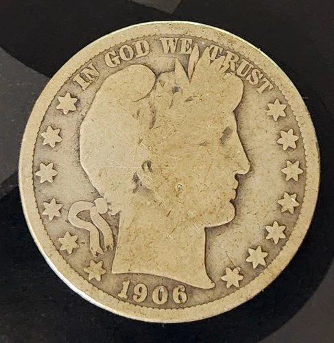 1906-P Barber Half Dollar US 90% Silver Coin Fifty Cents 50c FREE SHIPPING
