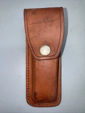VTG Schrade Uncle Henry Brown Leather Folding Knife Sheath W/ Snap Closure 6”