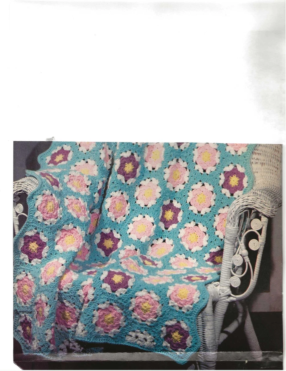 Crochet; Summer Garden Afghan (#P157) patrón de ganchillo vintage