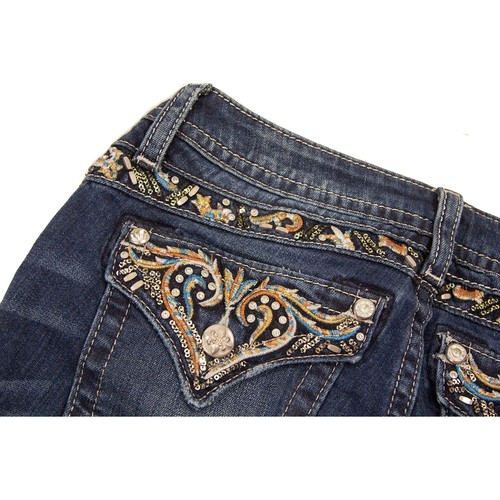 Miss Me Jeans Women Sz 28 Signature Boot (fit 30x33) Bling Flab Pockets Low Rise - Picture 14 of 15