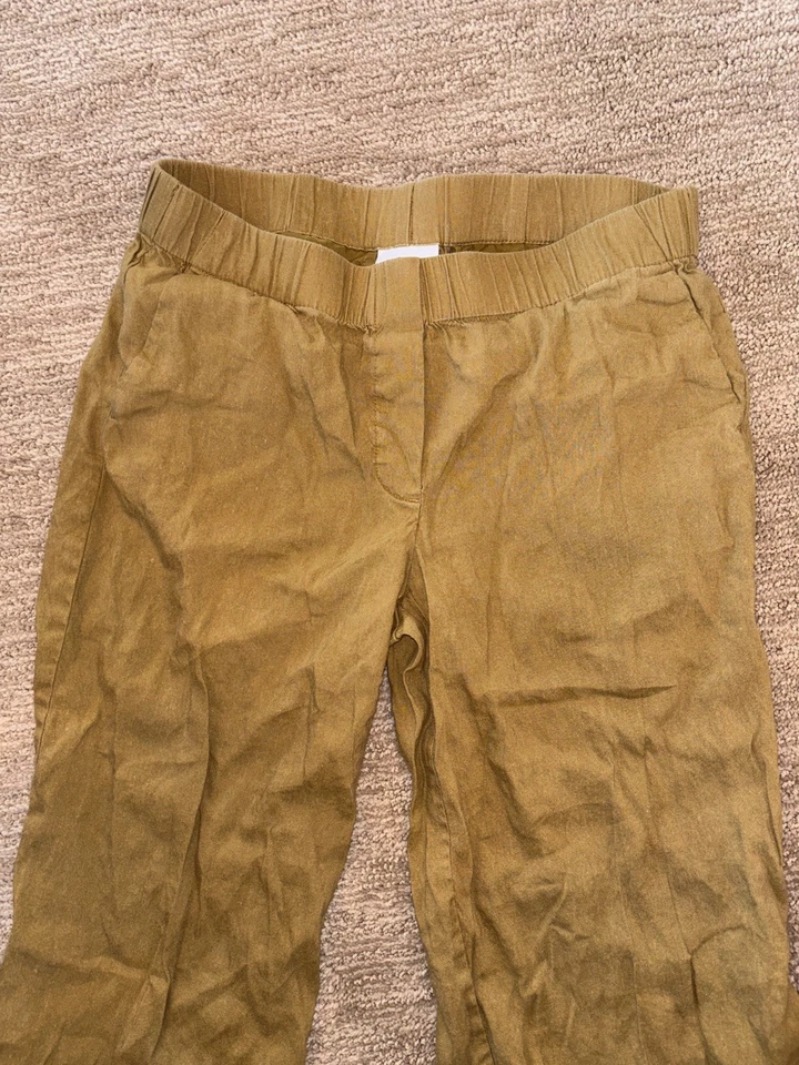 J. Jill Olive Green Linen Blend Cropped Capri Wide Leg Pants Size XS Petite - Image 3 of 4