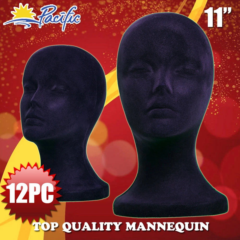 Black velvet wig head cheap