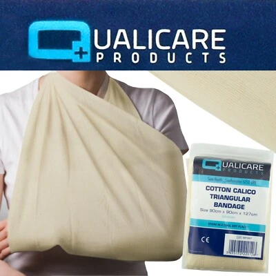 QUALICARE Cotton Calico Triangular Bandage First Aid Shoulder Arm Sling Support Dressing