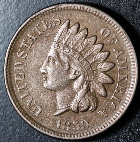 1859 INDIAN HEAD CENT - With LIBERTY & DIAMONDS - XF EF