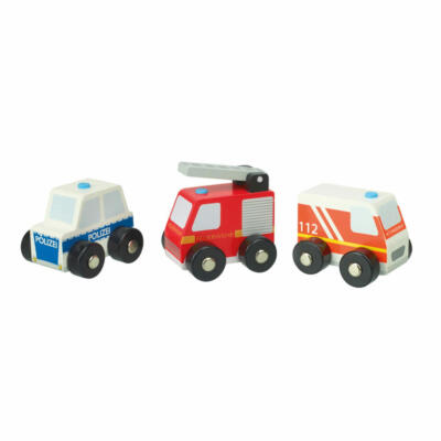NICI Meine ersten Einsatzfahrzeuge Holzautos Spielzeug Orange Tree Toys Holz