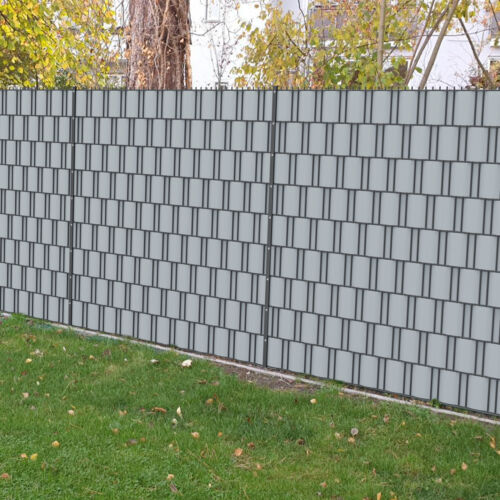 10Stck.Hart PVC Sichtschutz Streifen Sichtschutzfolie Doppelstabmatten Zaun Grau - Bild 11 von 14