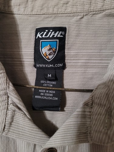 Kuhl Mens Medium Short Sleeve Button Up Outdoor Hiking Brown Shirt M71 - Picture 3 of 4