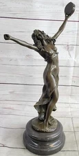 ART DECO FRENCH ARTWORK MARBLE DANCER BRONZE STATUE NOUVEAU FIGURINE HOME DECOR