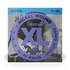 D'Addario EXL115 Nickel Medium/Blues-Jazz Rock Electric Guitar Strings 11-49