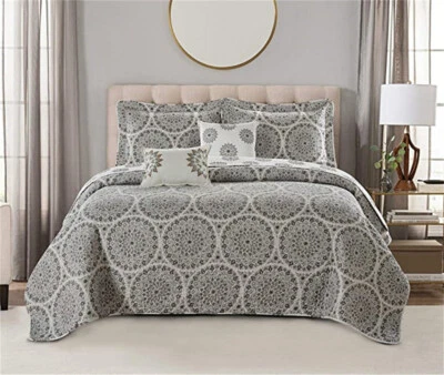 HOME SOFT THINGS HST 5 Piece Reversible Quilt Set Soft Microfiber Print Tribal Medallion Bedding