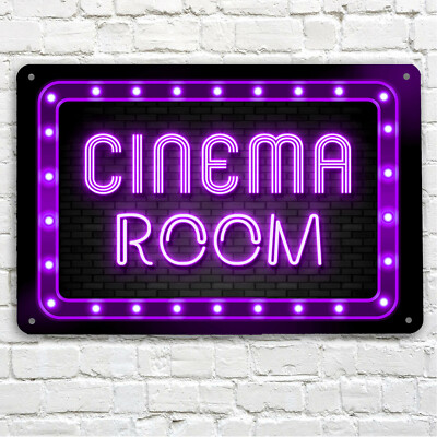 Artylicious Cinema Room Schild Drucken Lila Neon Effekt A4 Neon Bar
