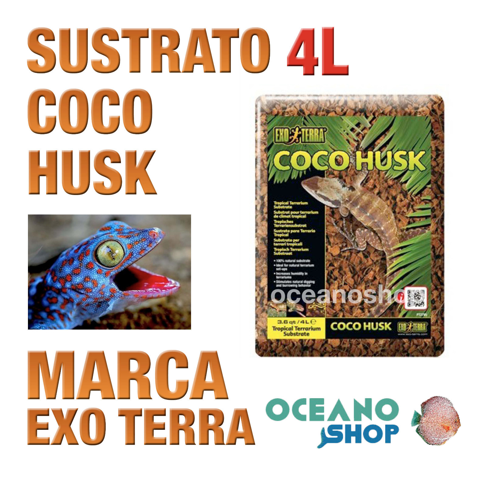 SUSTRATO TROPICAL COCO HUSK PARA ANFIBIOS 4L Exo Terra Barato Ranas Calidad