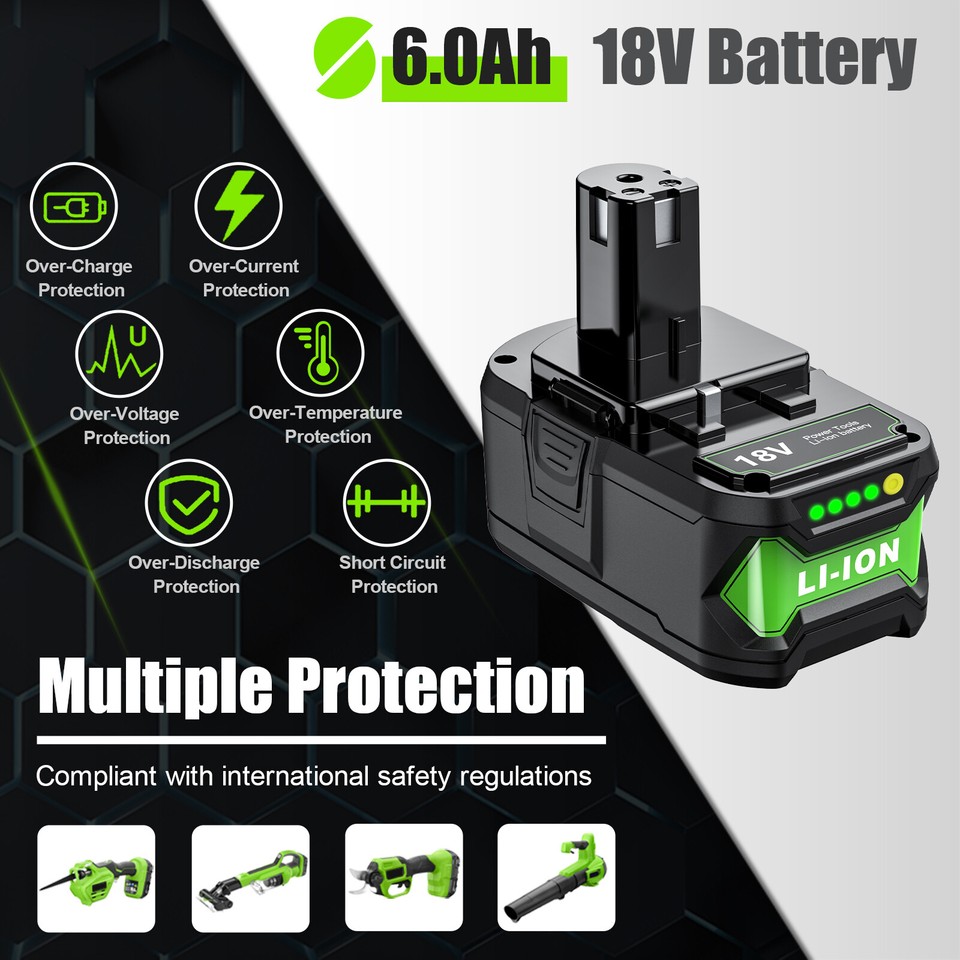 4Pack For RYOBI P107 P108 18V 8Ah High Capacity Battery 18Volt Lithium ...