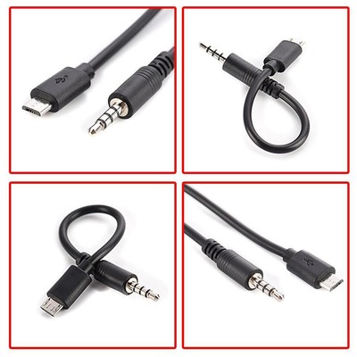 USB Micro B to 3.5mm Male Stereo Audio Cable For Android 2025 Cellphones Q7U1