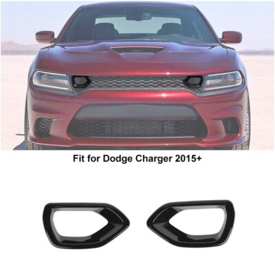 2X Front Grill Grille Cover Trim For 2015-23 Dodge Charger Exterior Accessories