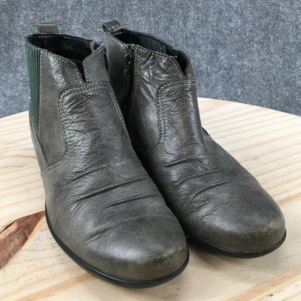 Botas Aetrex Para Mujer 7 B Kailey Informales Cremallera Lateral Botín Gris Cuero Planas Foto 3 de 4