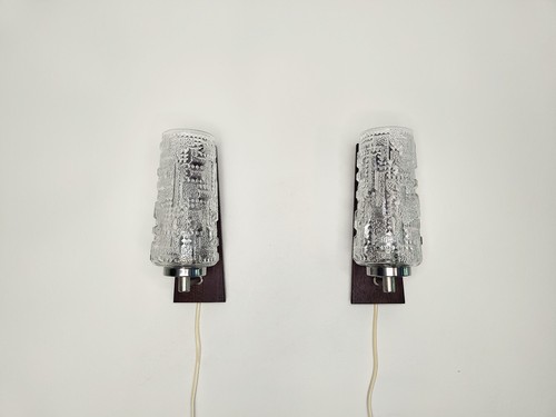 Vintage pair of sconces / wall lights, mid century, teak and brass, Swedish - Picture 5 of 9