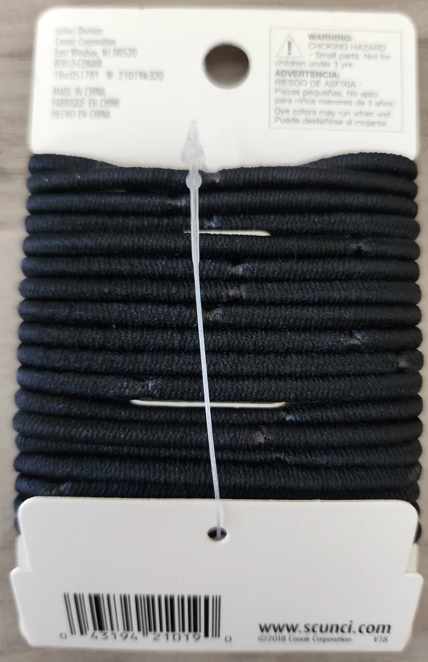 Lote de 10 NUEVOS Corbatas para Cabello Negro Cómodas Sin Daños Sujeción Media 180 Total Foto 3 de 3