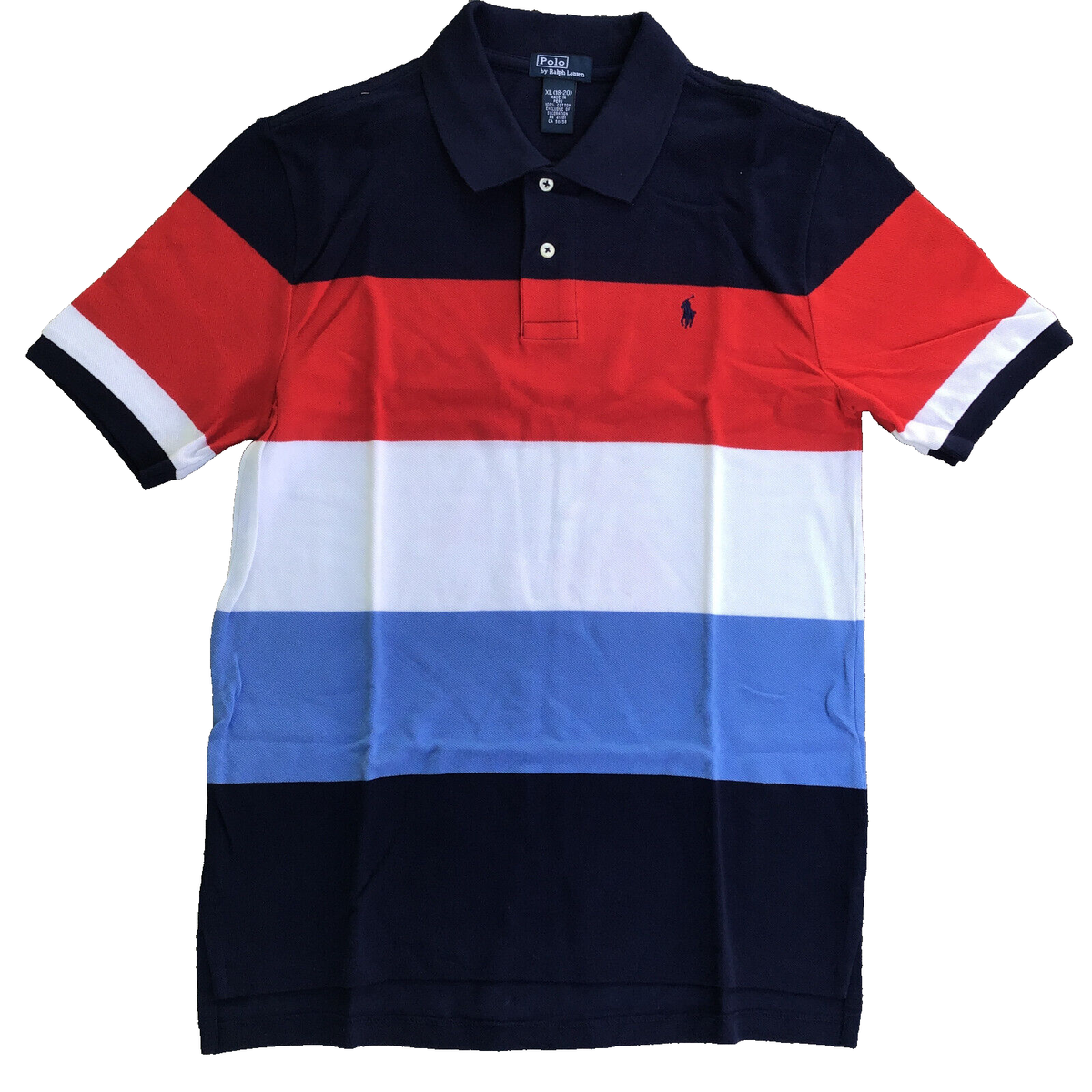 Polo Ralph Lauren Shirt XL (18-20) Youth Red White Blue Striped