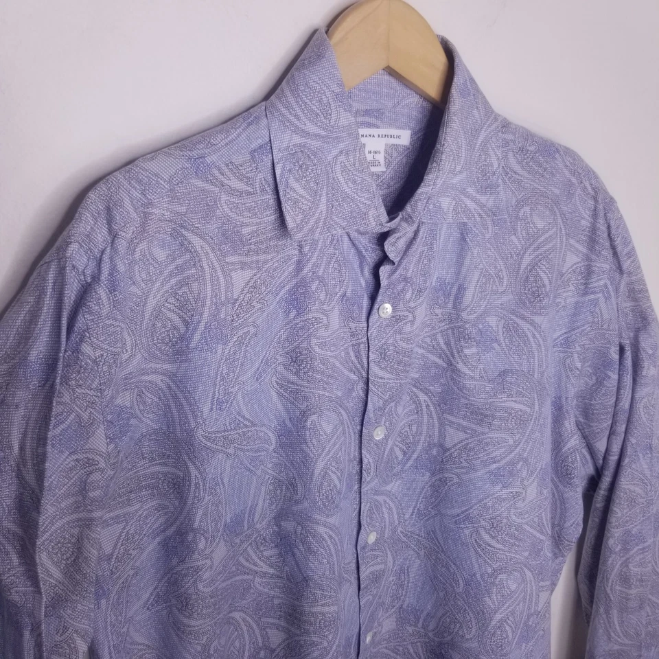 Vestido Vintage Banana Republic Hombres GRANDE Azul Cachemira Puño Francés Manga Larga Foto 3 de 4