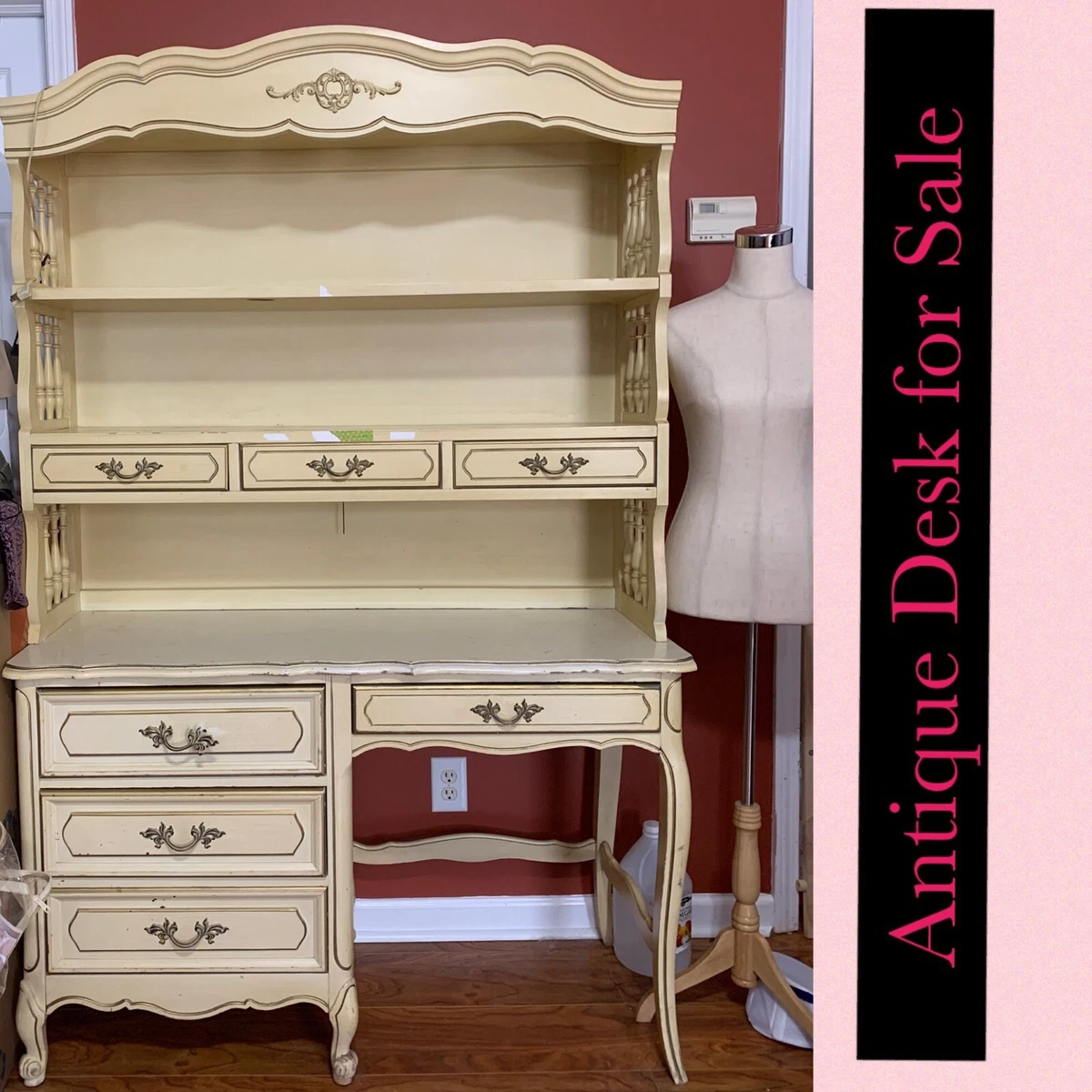 Cream desk with hutch deals